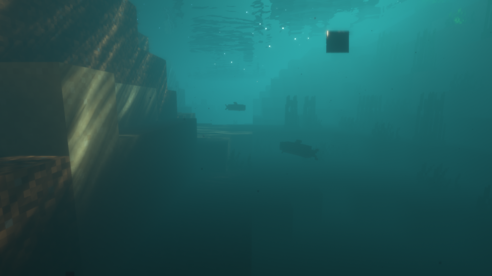 under minecraft river with shader